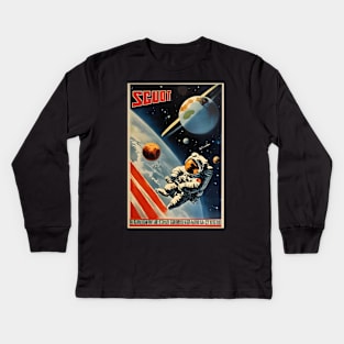 Russian cosmonaut in space Kids Long Sleeve T-Shirt